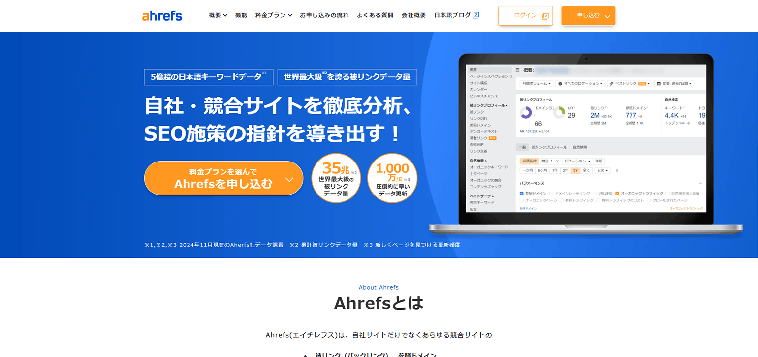 SEO分析ツールならAhrefs(エイチレフス)