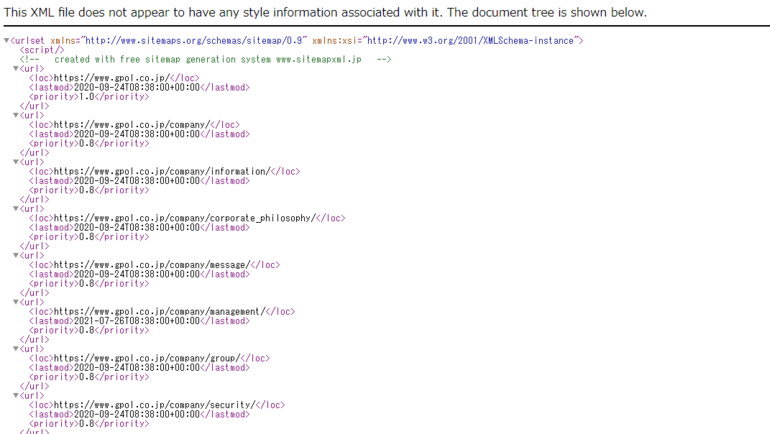 sitemap.xmlデータ