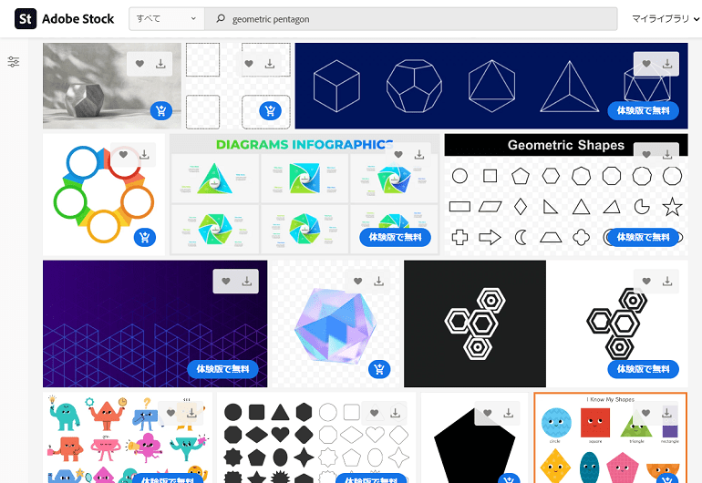 「geometric pentagon」で検索した画面